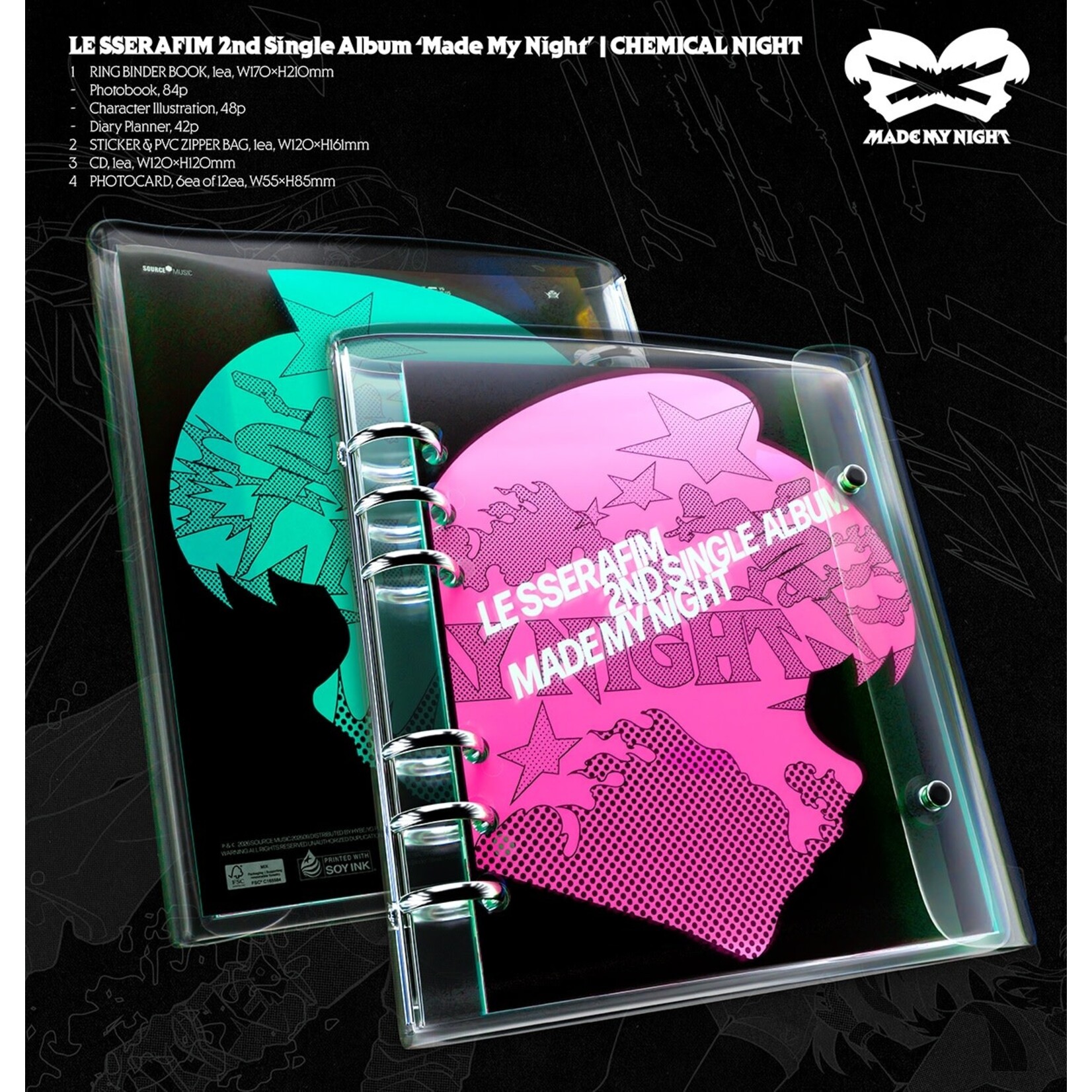 Le Sserafim LE SSERAFIM - 2nd Single Album 'Made My Night' CHEMICAL NIGHT + Weverse Gift (WS)