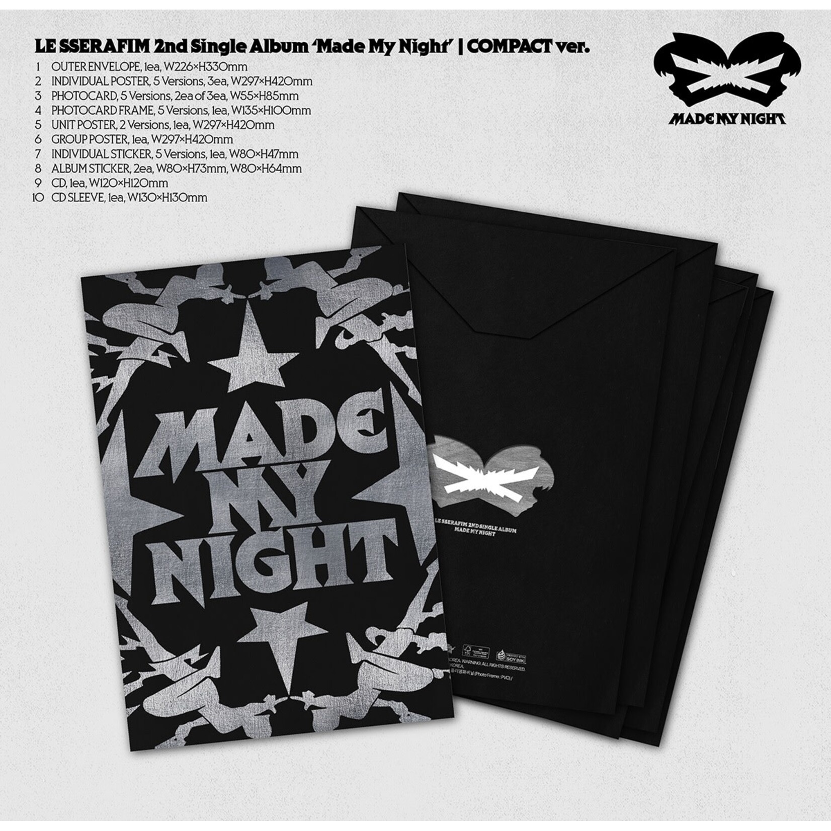 Le Sserafim LE SSERAFIM - 2nd Single Album 'Made My Night' (COMPACT ver.) + Weverse Gift (WS)