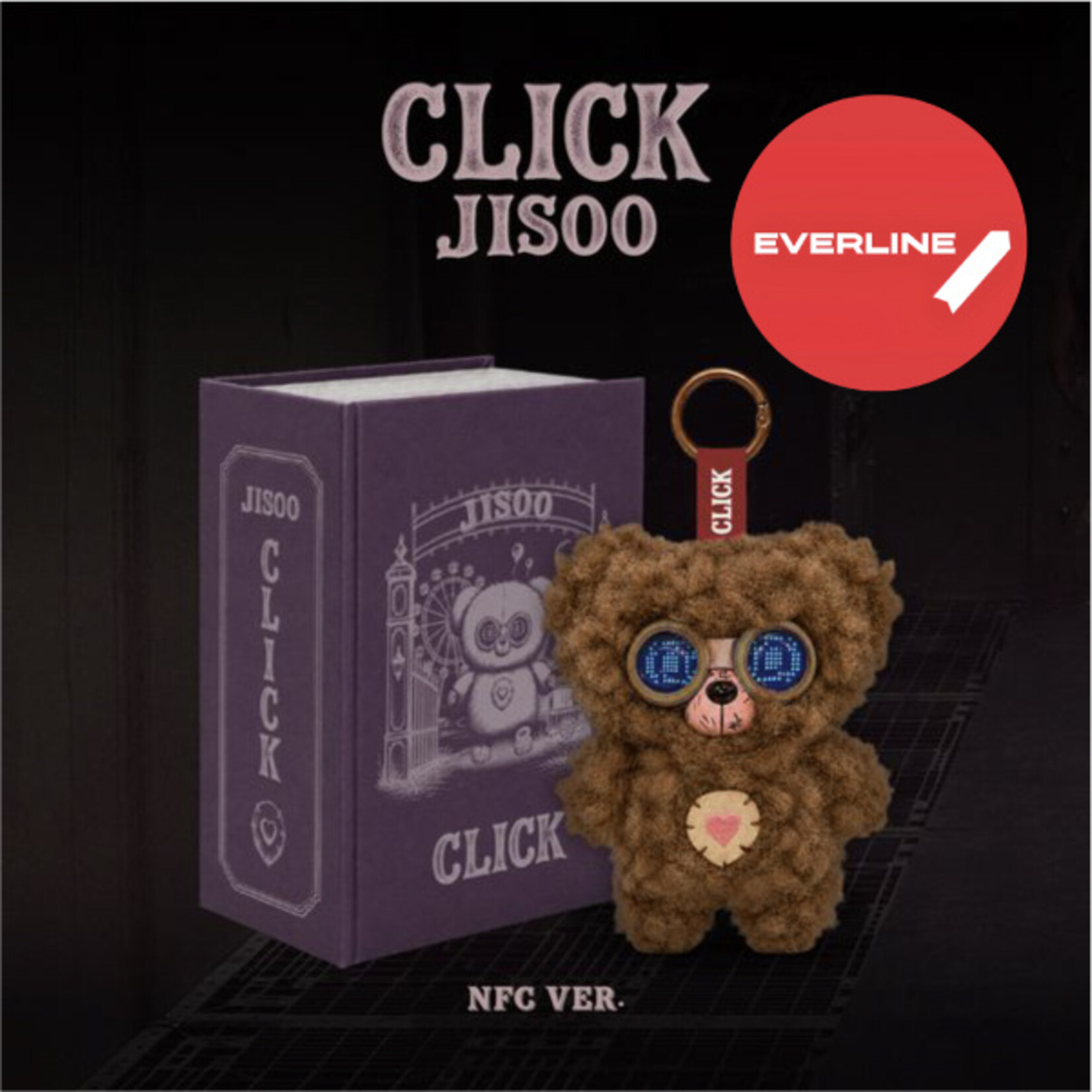 BlackPink JISOO - Single Album [CLICK] (CLICK BABY BEAR NFC VER.) + Random Photocard (EVERLINE)