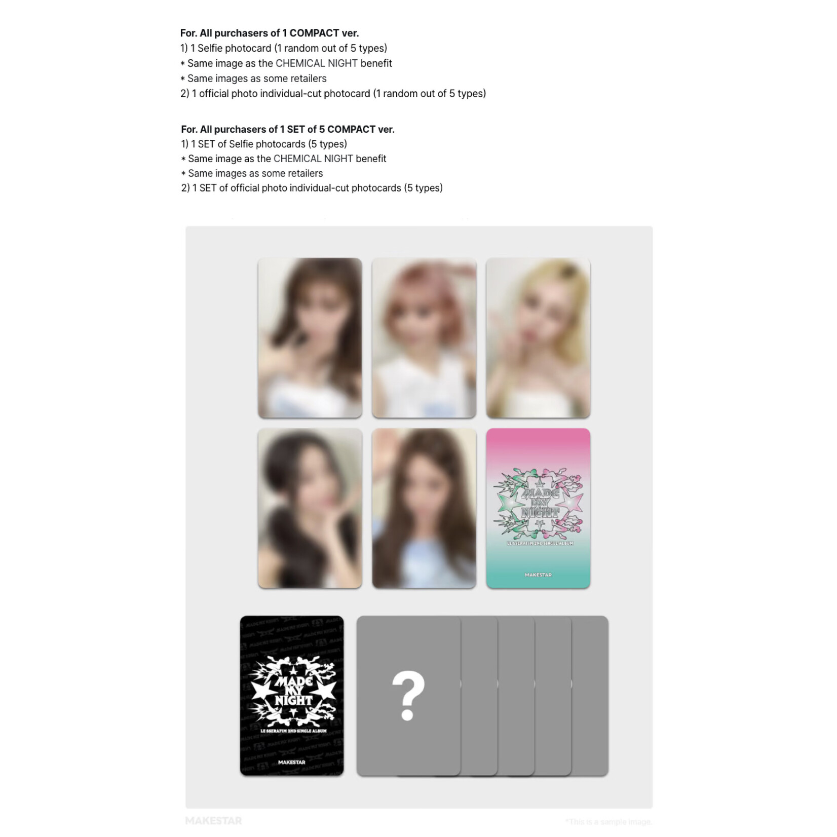 Le Sserafim LE SSERAFIM - 2nd Single Album 'Made My Night' (COMPACT ver.) + Random Photocard (MAKESTAR)