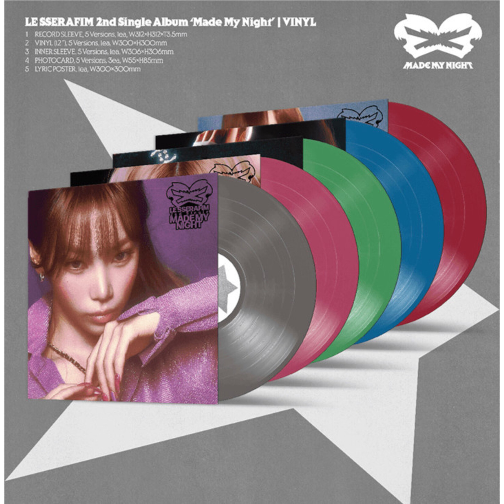 Le Sserafim LE SSERAFIM - 2nd Single Album 'Made My Night' (Vinyl ver.)