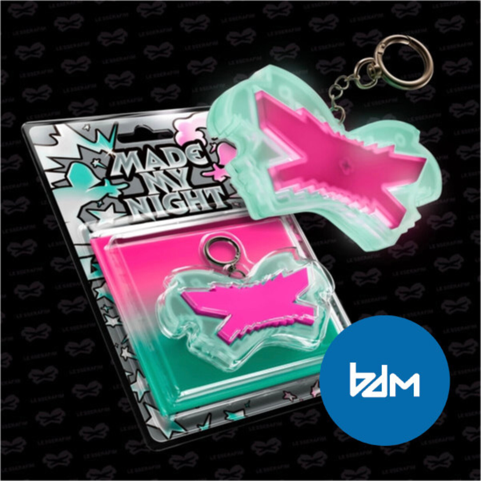 Le Sserafim LE SSERAFIM - 2nd Single Album 'Made My Night' (Glow Clicker Keychain ver.) + 2 Random Photocards + LOGO MEMO PAD (BDM)