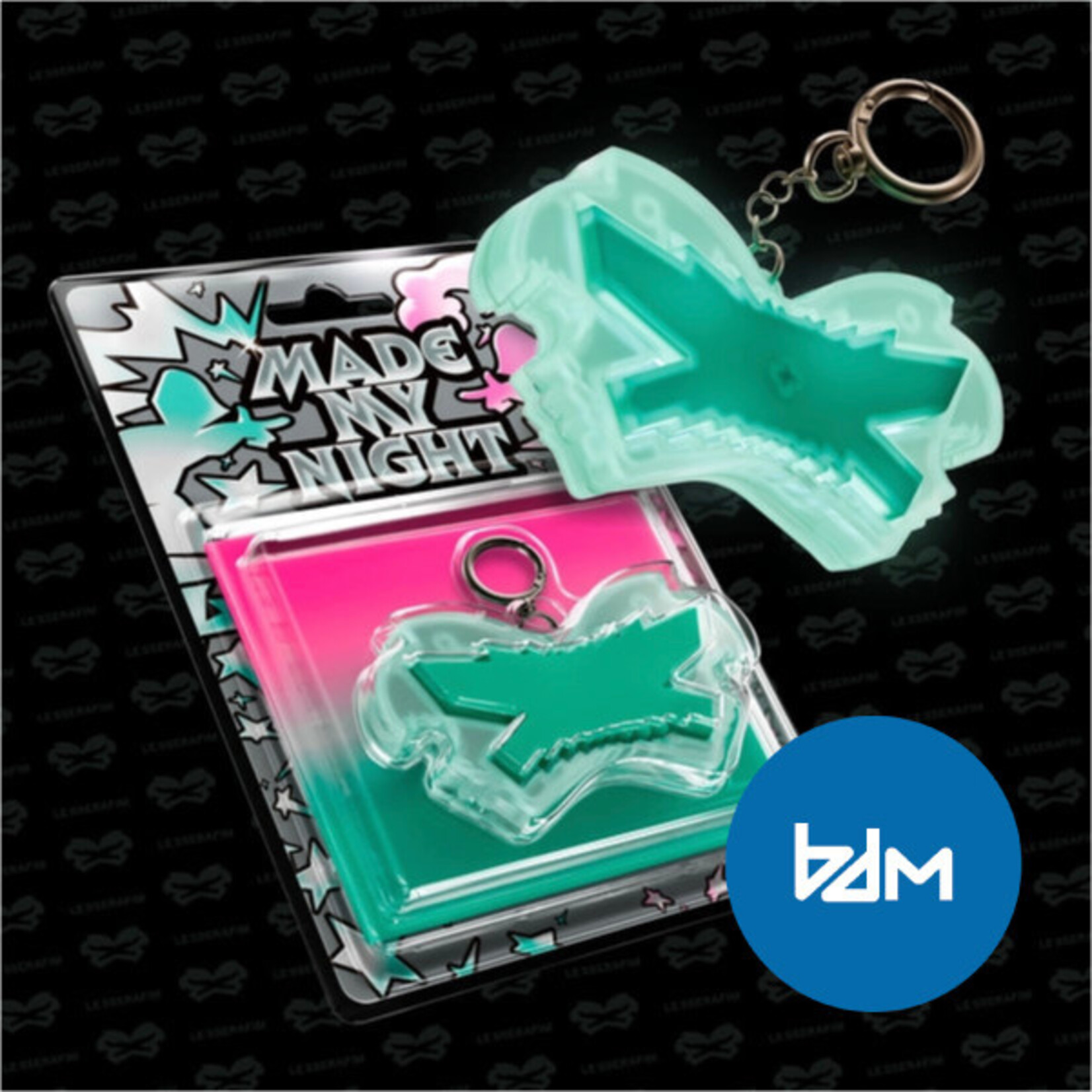 Le Sserafim LE SSERAFIM - 2nd Single Album 'Made My Night' (Glow Clicker Keychain ver.) + 2 Random Photocards + LOGO MEMO PAD (BDM)