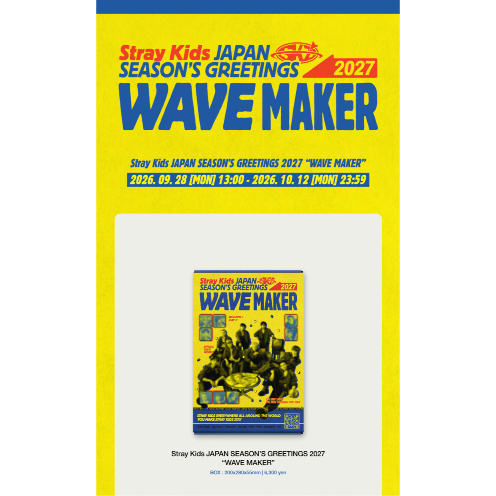 Stray Kids Stray Kids JAPAN SEASON’S GREETINGS 2027 [WAVE MAKER] + Random Photocard (HMV&BOOKS)