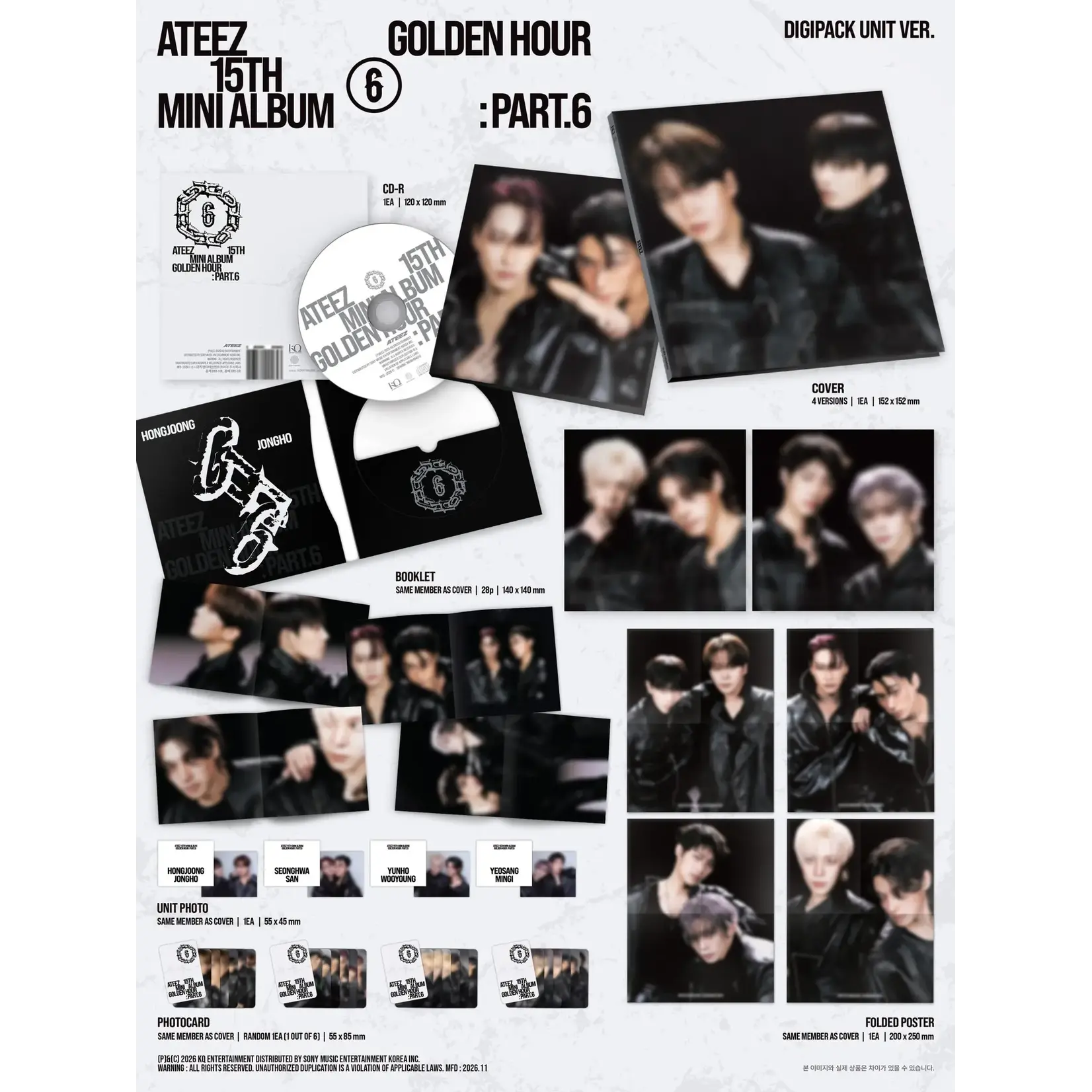 ATEEZ ATEEZ - 15TH MINI ALBUM [GOLDEN HOUR : Part.6] (DIGIPACK UNIT VER.) + Random Photocard (TOKTOQ)