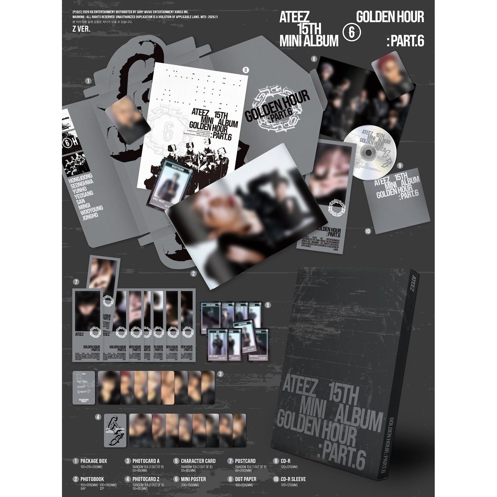 ATEEZ ATEEZ - 15TH MINI ALBUM [GOLDEN HOUR : Part.6] (Photobook Ver.) + Random Photocard (HELLOLIVE)