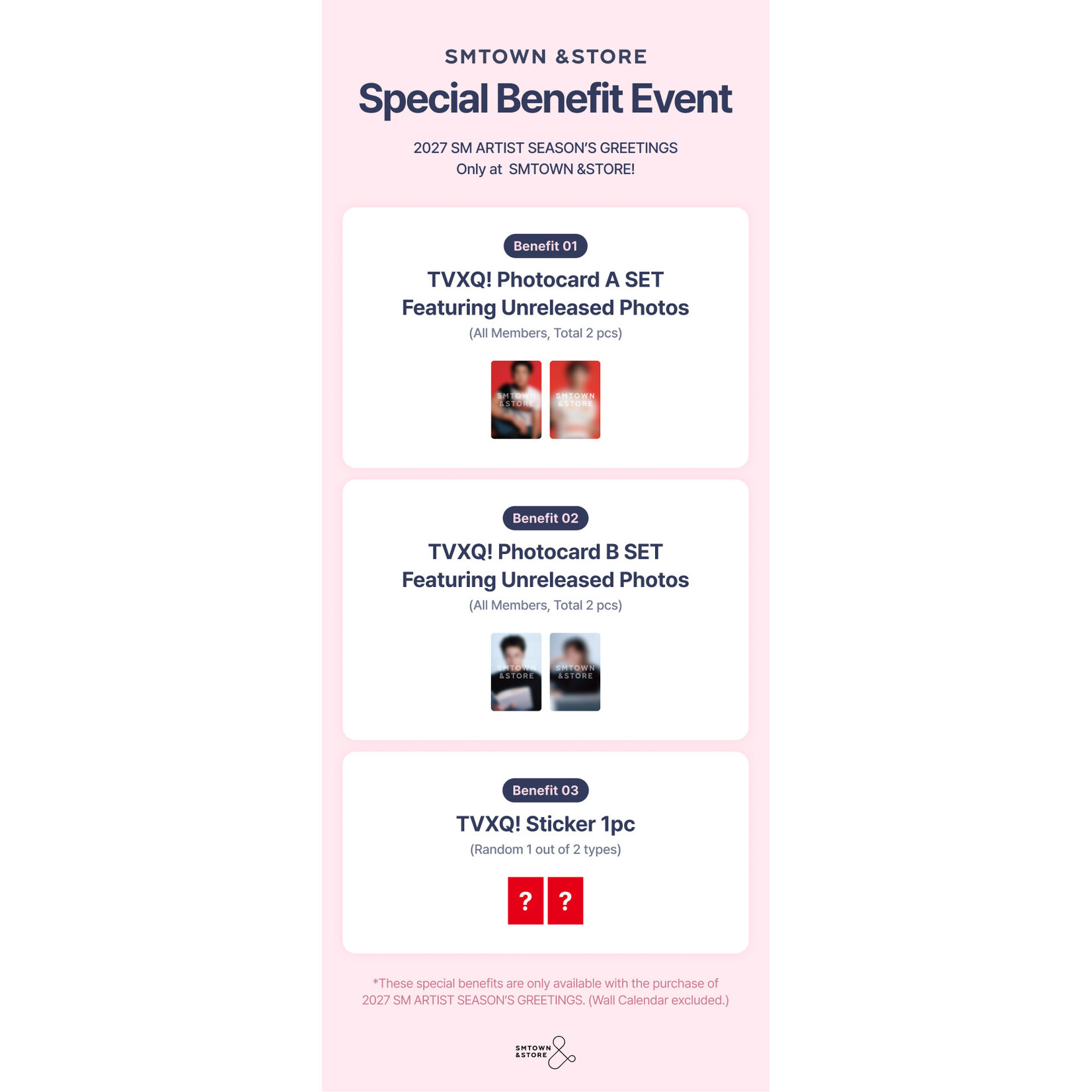 TVXQ TVXQ! - [2027 SEASON'S GREETINGS] + Photocard  SET A & B + Random Removable Sticker