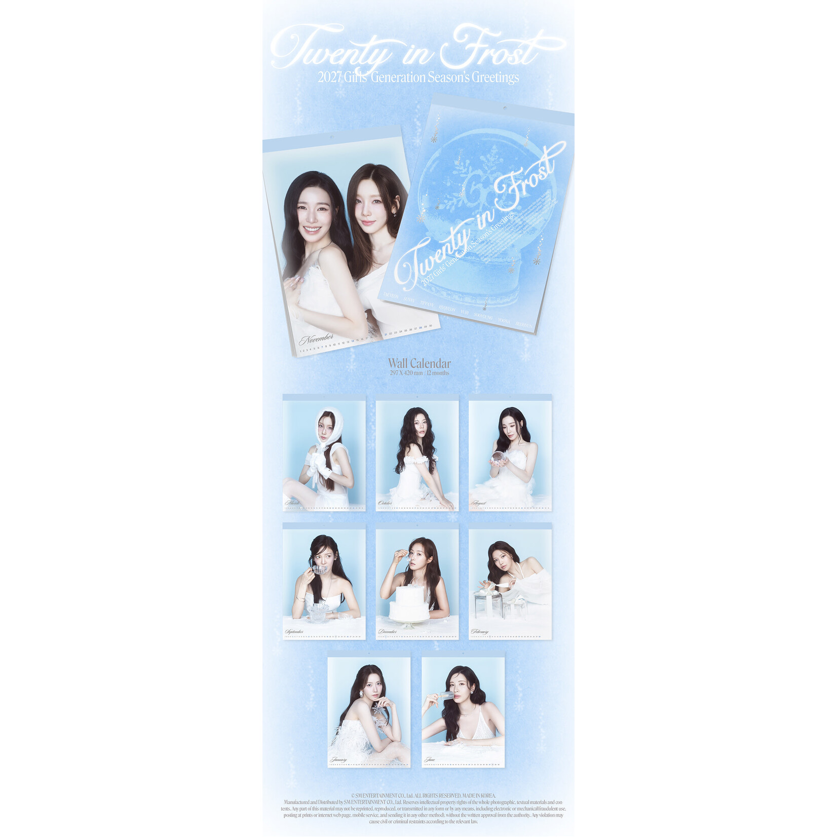 Girl's Generation Girls' Generation - [2027 SEASON'S GREETINGS + Wall Calendar SET] + Photocard  SET A & B + Random Removable Sticker + Random Photocard (SM)