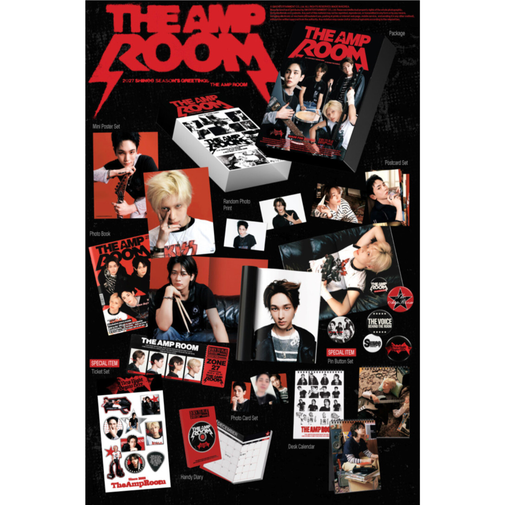 Shinee SHINee - [2027 SEASON'S GREETINGS + Wall Calendar SET] + Photocard  SET A & B + Random Removable Sticker + Random Photocard (SM)