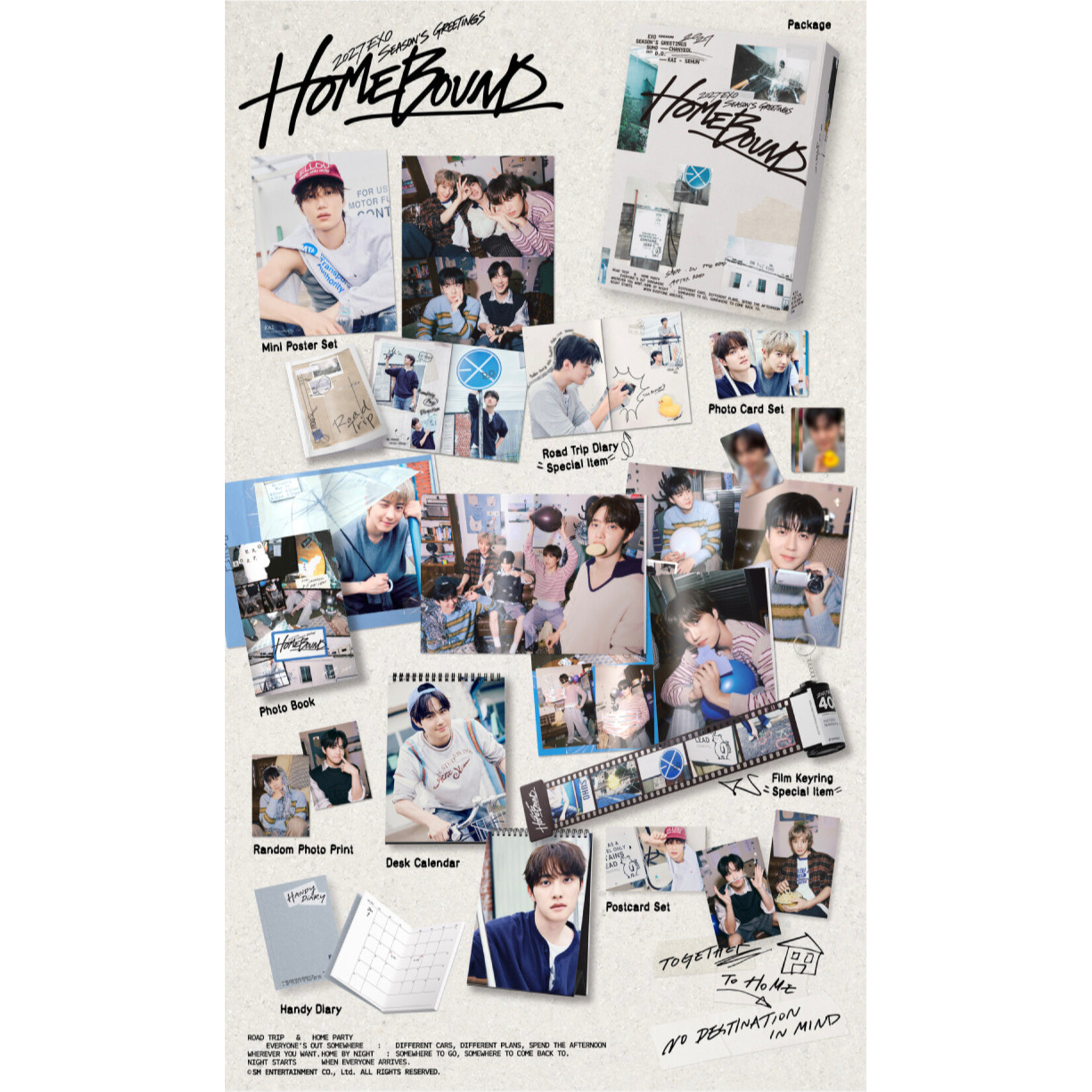 EXO EXO - [2027 SEASON'S GREETINGS + Wall Calendar SET] + Photocard  SET A & B + Random Removable Sticker + Random Photocard (SM)