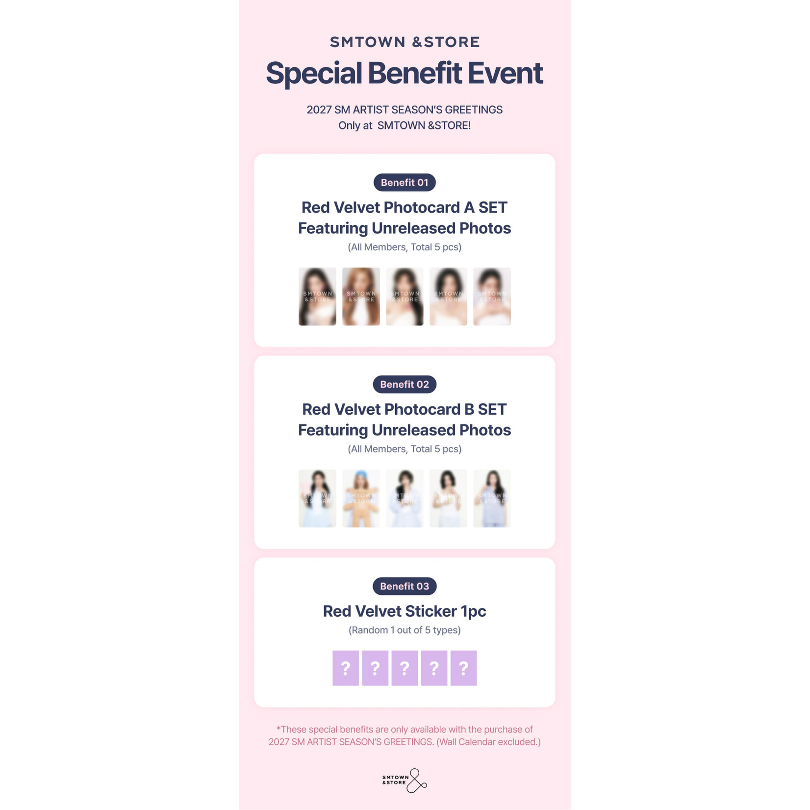 Red Velvet Red Velvet - [2027 SEASON'S GREETINGS] + Photocard  SET A & B + Random Removable Sticker