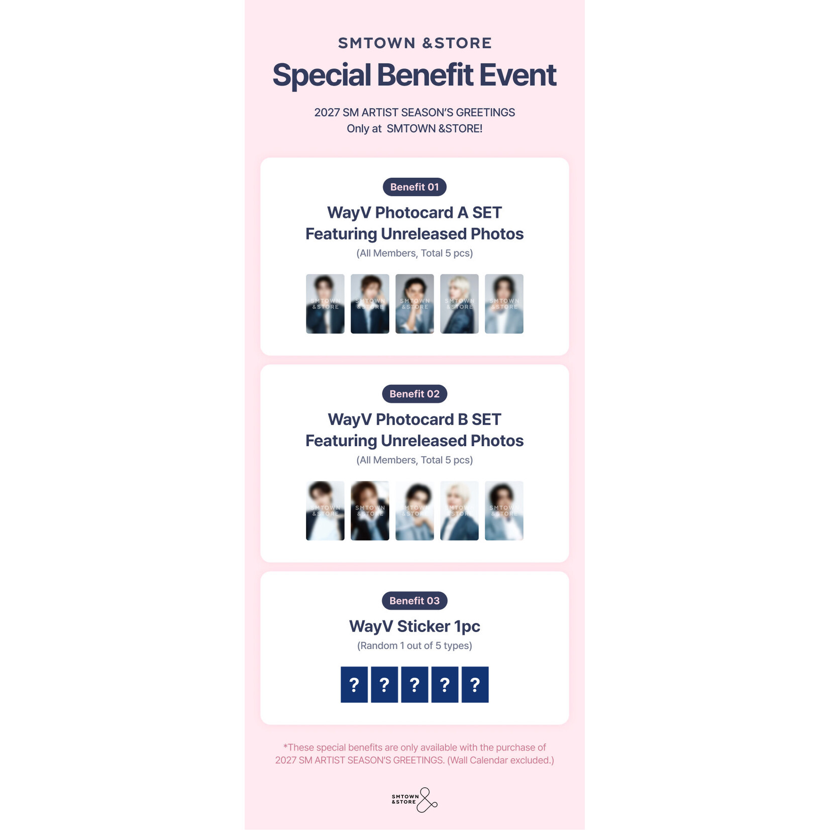 NCT WayV - [2027 SEASON'S GREETINGS] + Photocard SET A & B + Random Removable Sticker