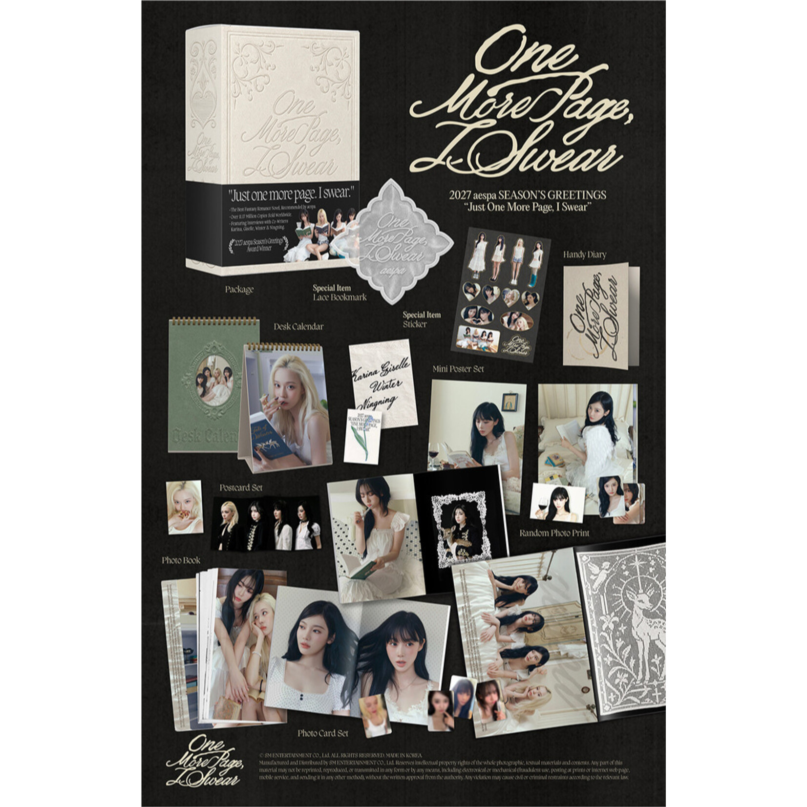 Aespa aespa - [2027 SEASON'S GREETINGS + Wall Calendar SET] + Photocard SET A & B + Random Removable Sticker + Random Photocard (SM)