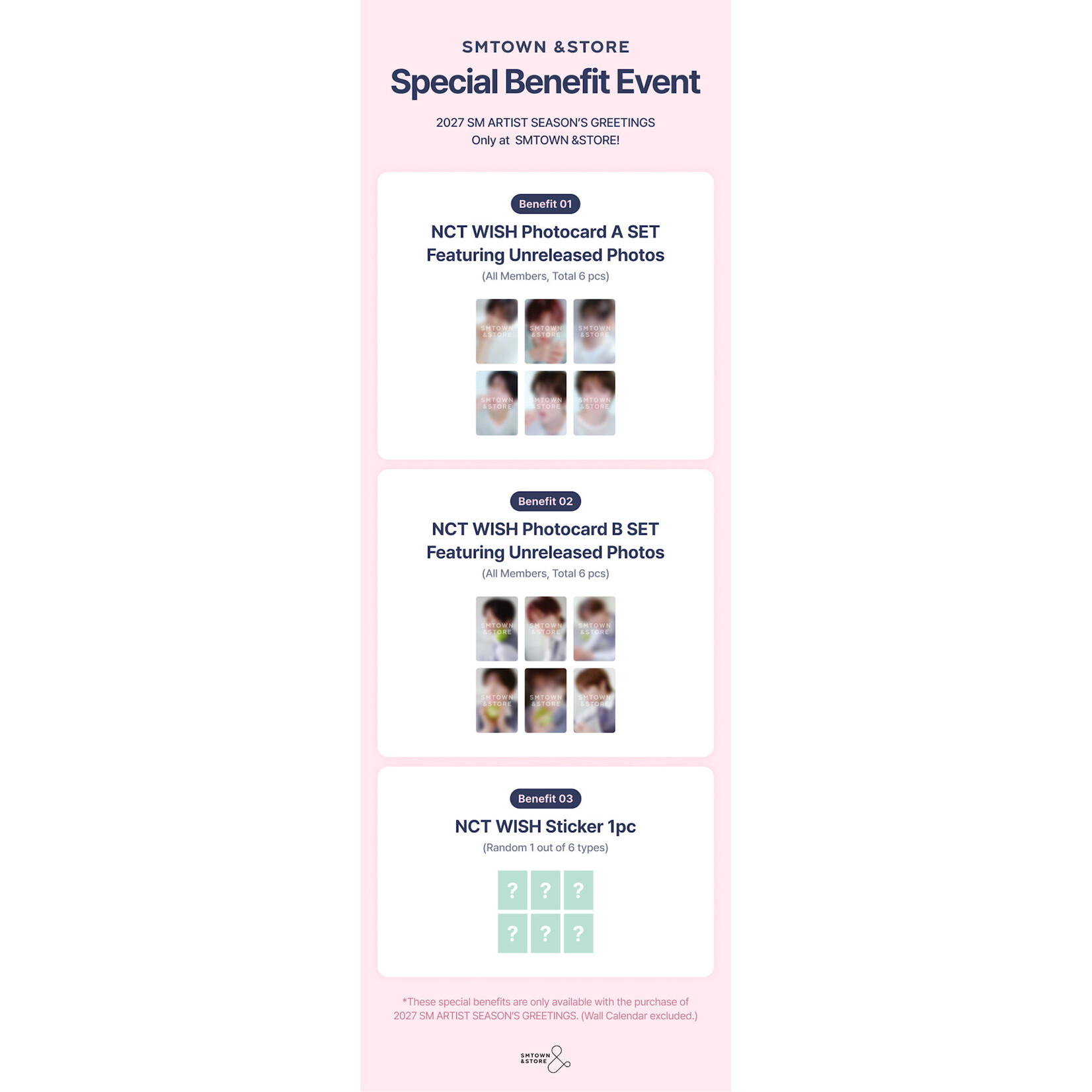 NCT NCT WISH - [2027 SEASON'S GREETINGS] + Photocard  SET A & B + Random Removable Sticker