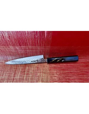 Hokiyama Cutlery Bokusui Mirror Petty 150 Black Laquered Oak with Color wave