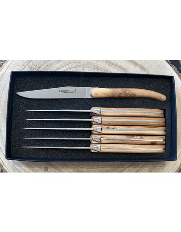 Goyon Chazeau Set of 6 Steak Knives Laguiole Brasserie Juniper