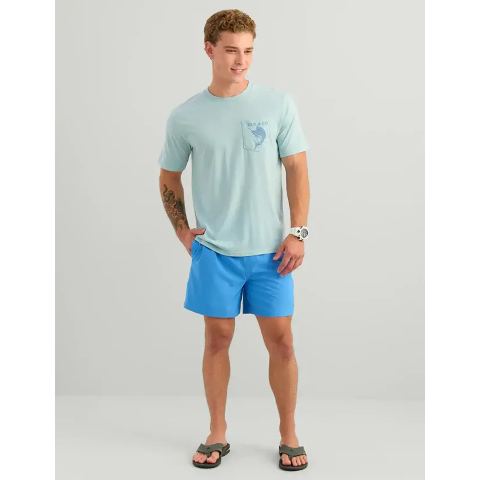HUK Huk and Co Pocket Tee Heron Blue Short Sleeve T-Shirt