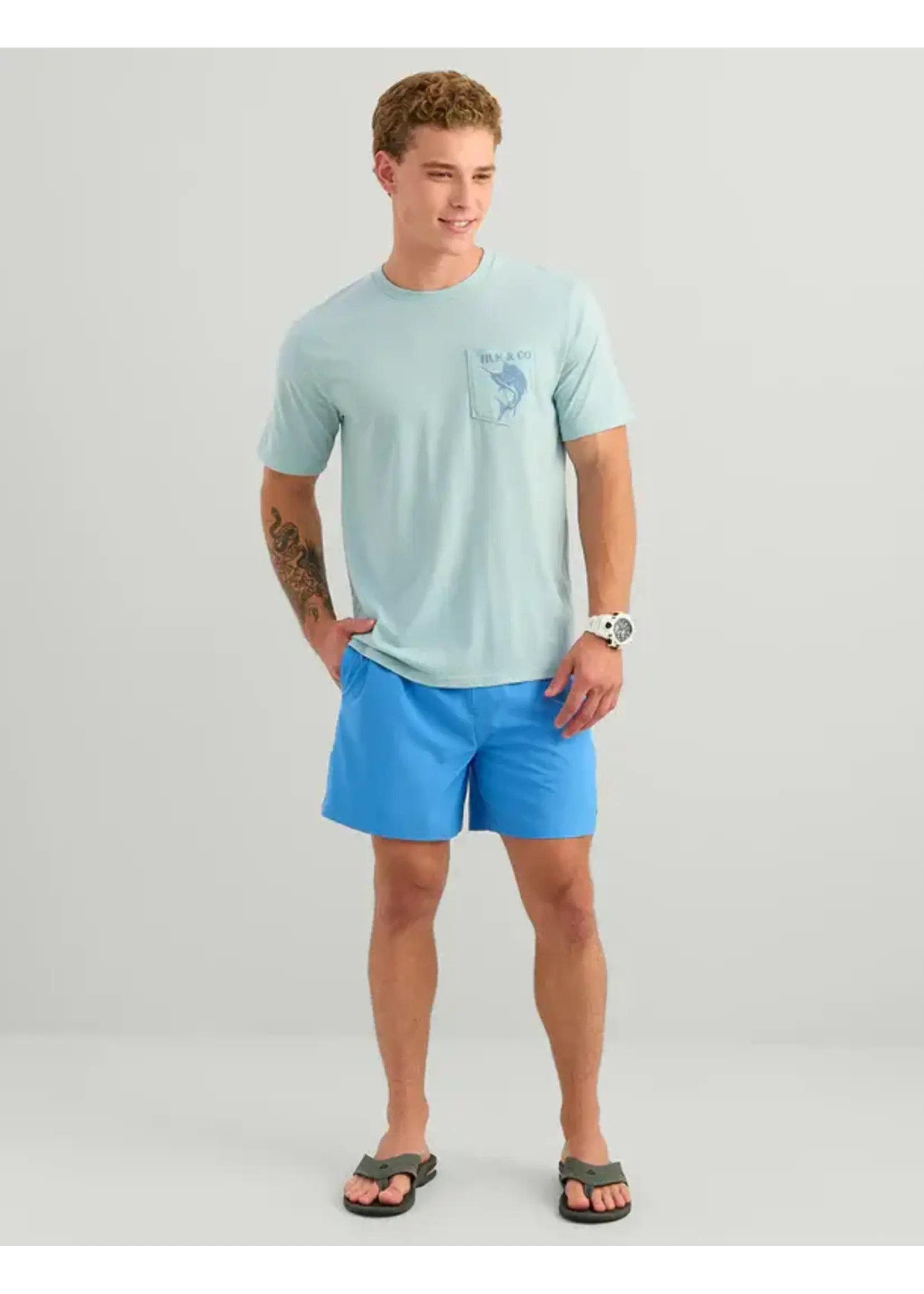 HUK Huk and Co Pocket Tee Heron Blue Short Sleeve T-Shirt