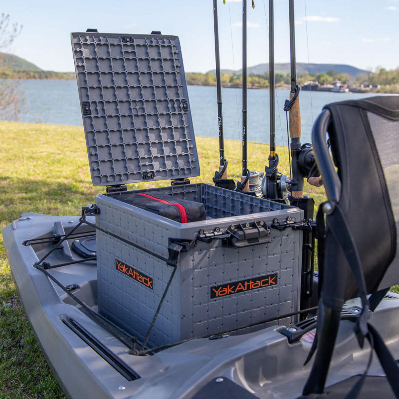 YakAttack YakAttack YakAttack BlackPak Pro Kayak Fishing Crate - 16" x 16", Battleship Grey