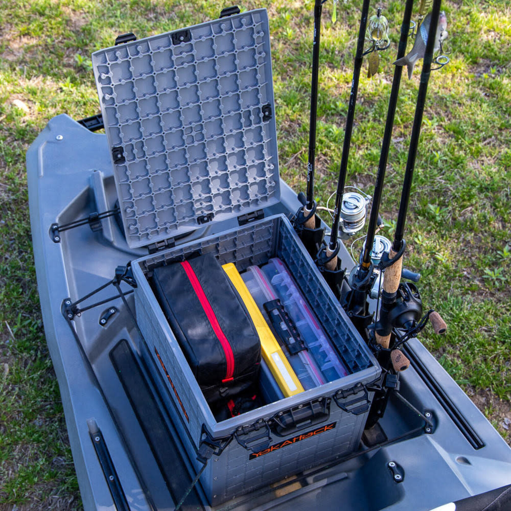 YakAttack YakAttack YakAttack BlackPak Pro Kayak Fishing Crate - 16" x 16", Battleship Grey