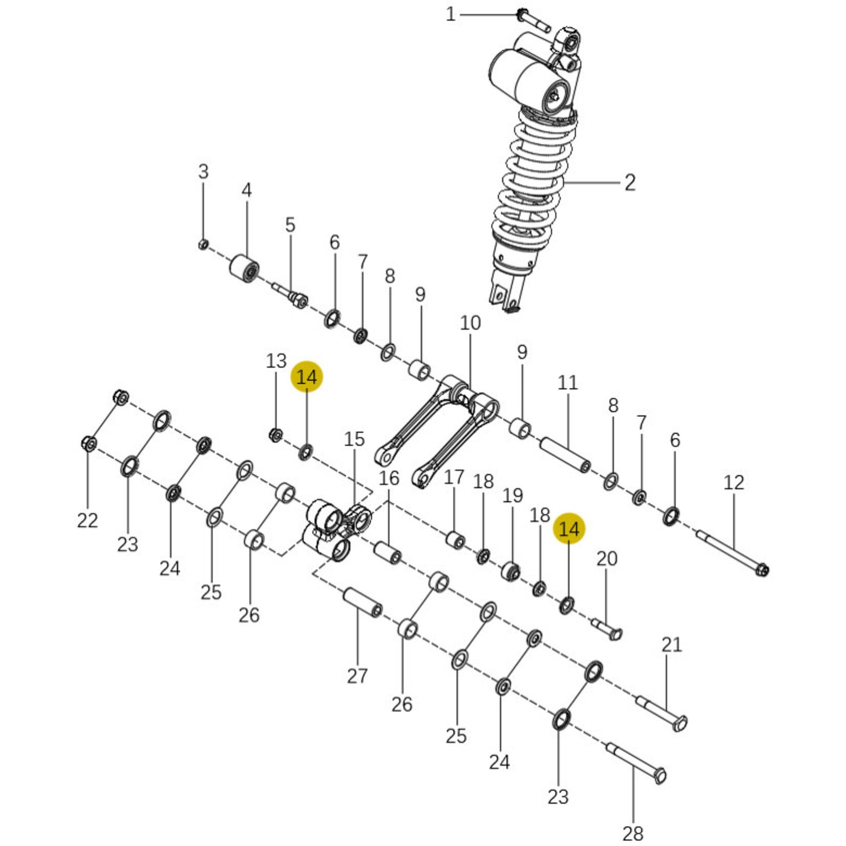 Kove Rear Shock and Linkage - 450 Rally Standard