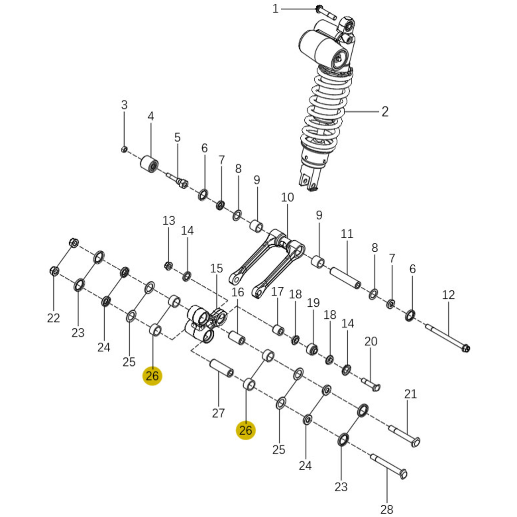 Kove Rear Shock and Linkage - 450 Rally Standard