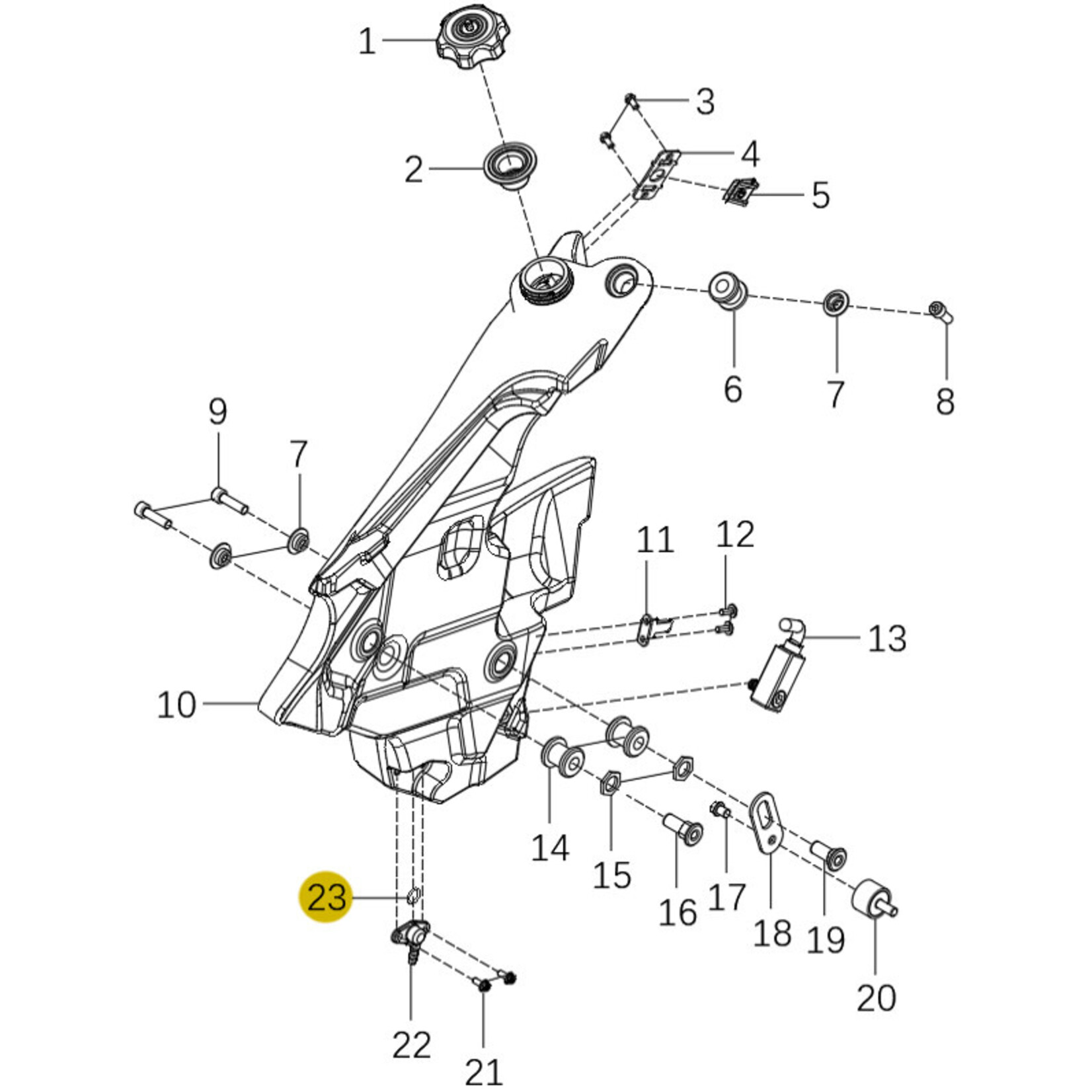Kove Front Fuel Tank - Left - 450 Rally Standard