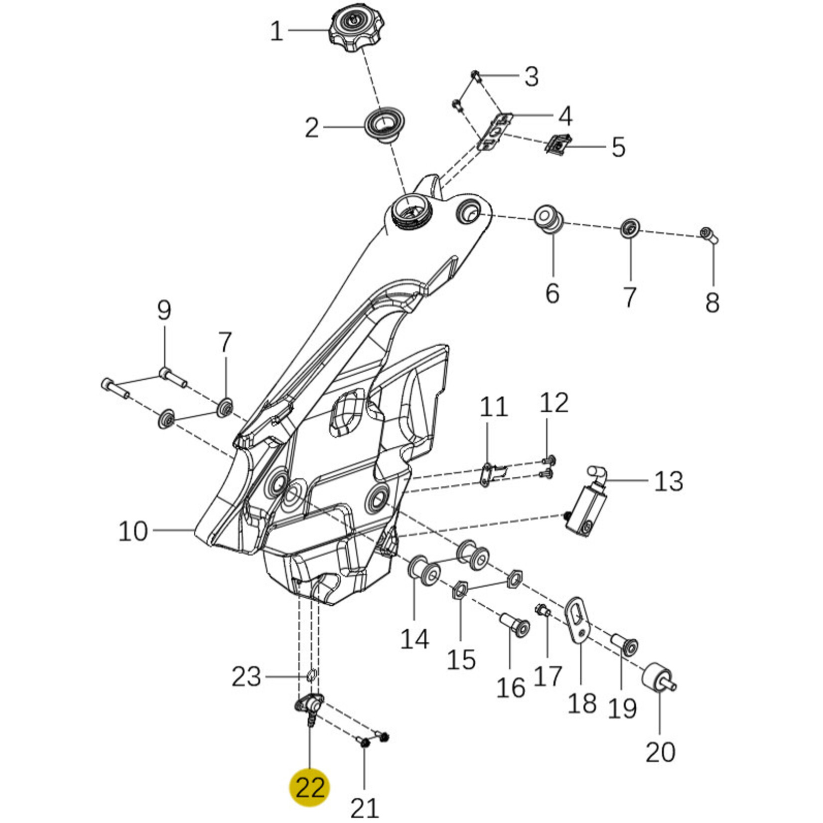 Kove Front Fuel Tank - Left - 450 Rally Standard