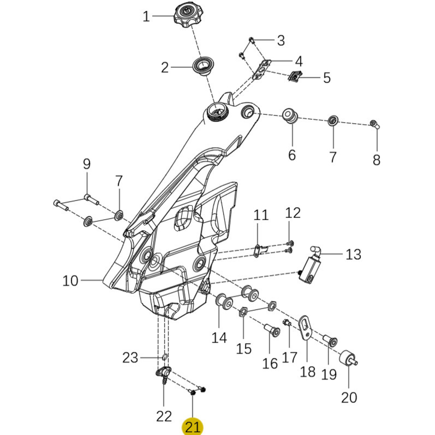 Kove Front Fuel Tank - Left - 450 Rally Standard