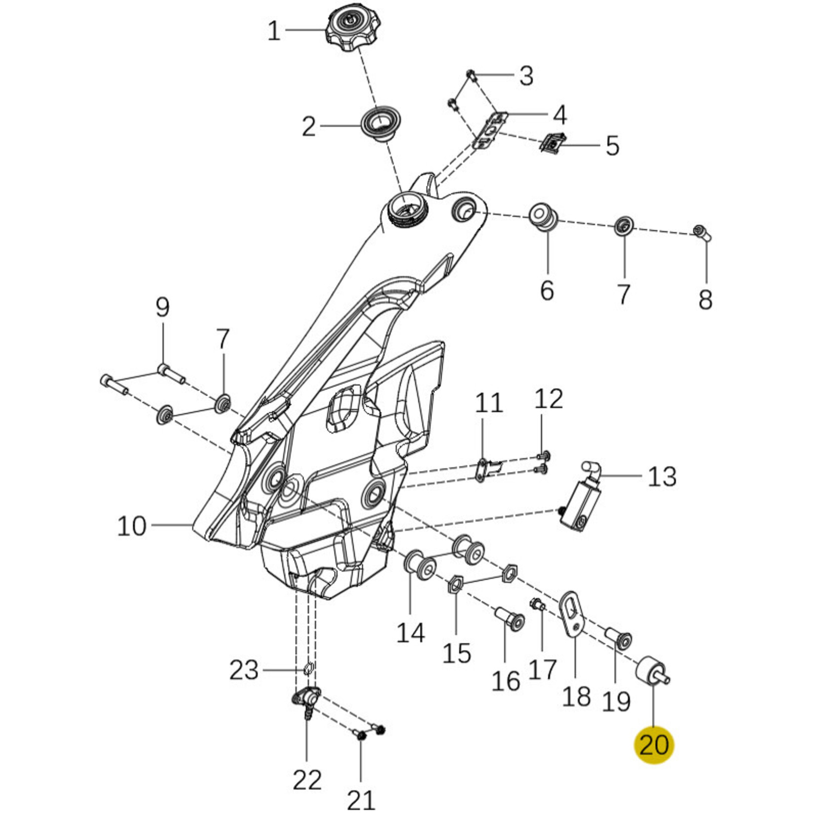 Kove Front Fuel Tank - Left - 450 Rally Standard