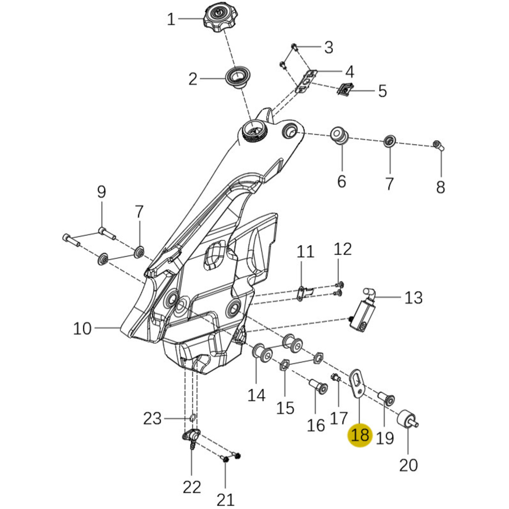 Kove Front Fuel Tank - Left - 450 Rally Standard