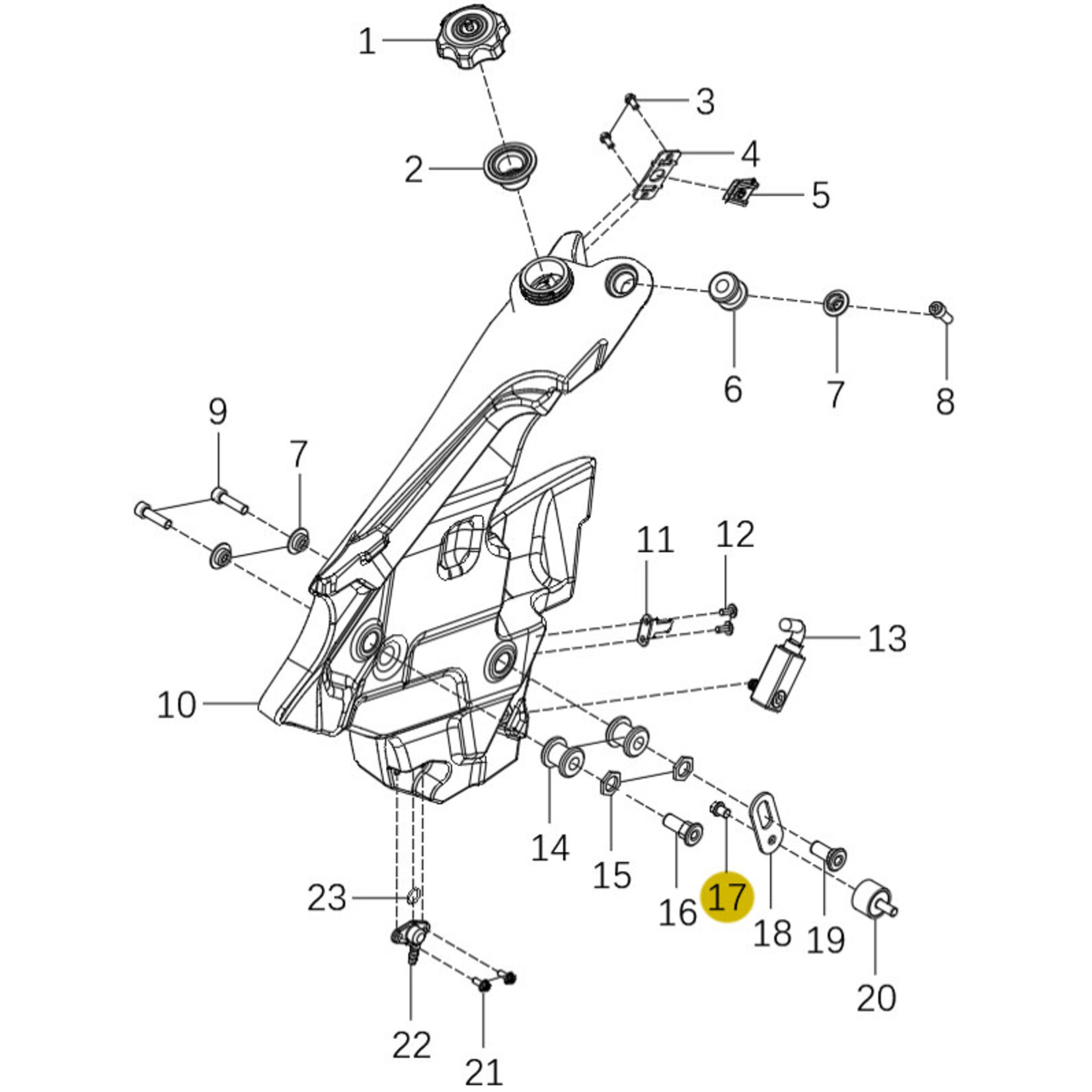 Kove Front Fuel Tank - Left - 450 Rally Standard