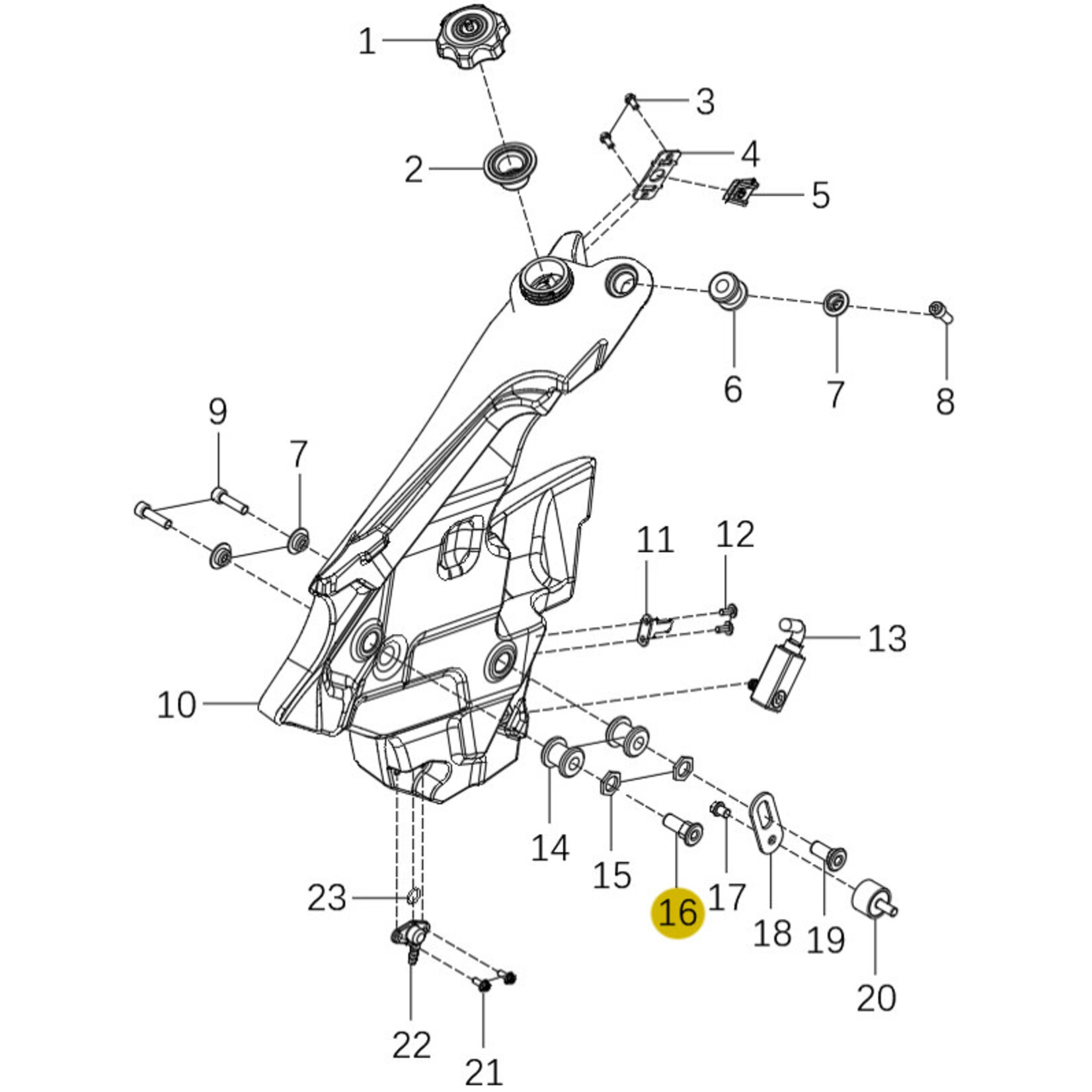 Kove Front Fuel Tank - Left - 450 Rally Standard
