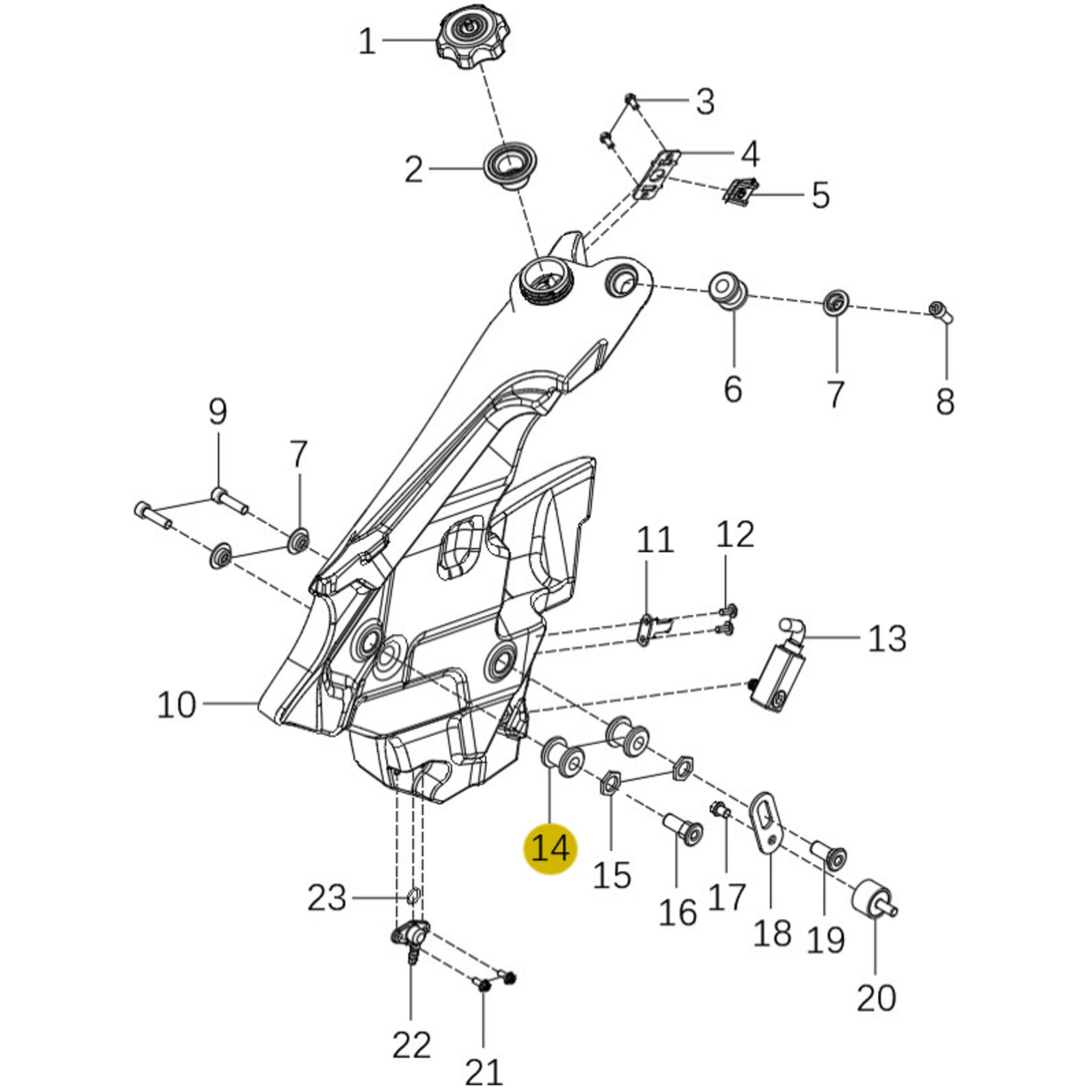 Kove Front Fuel Tank - Left - 450 Rally Standard