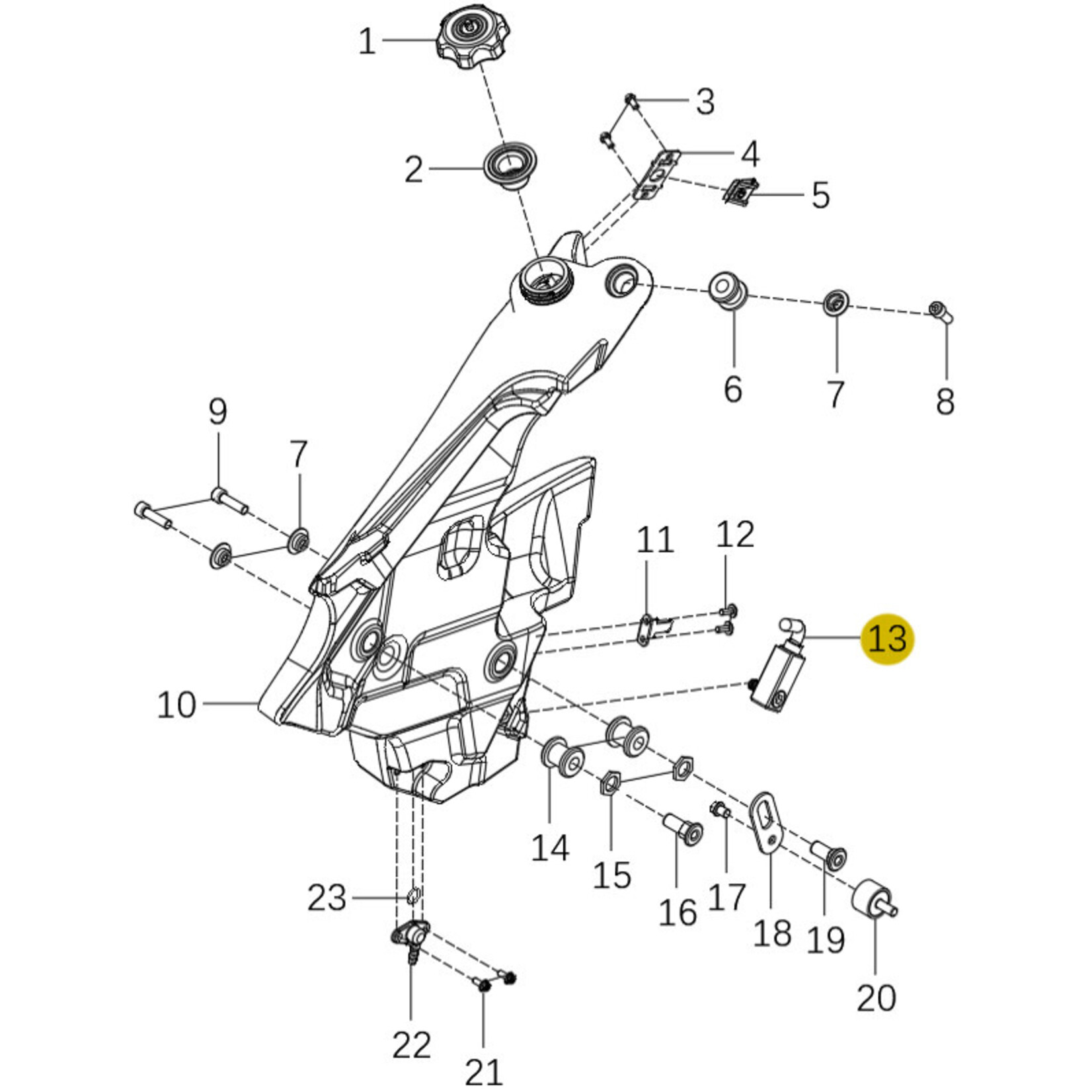 Kove Front Fuel Tank - Left - 450 Rally Standard