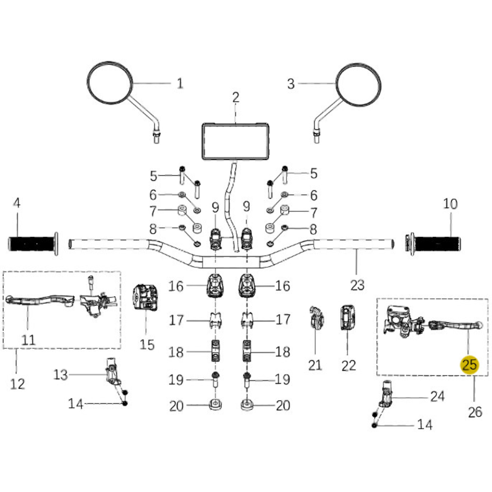 Kove Handlebar and Controls - 450 Rally Standard