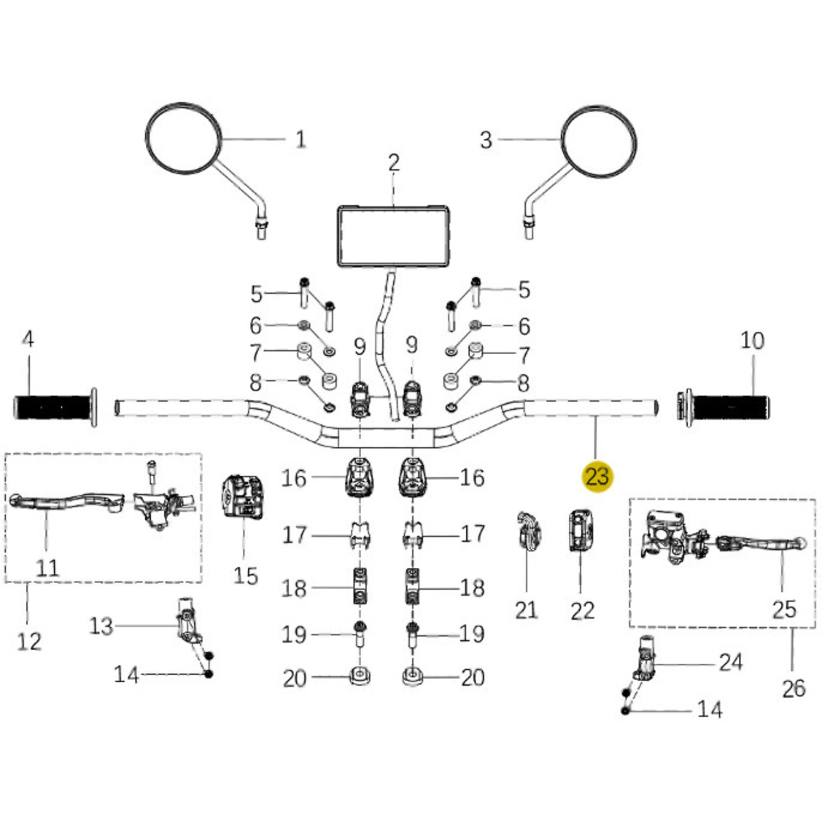 Kove Handlebar and Controls - 450 Rally Standard
