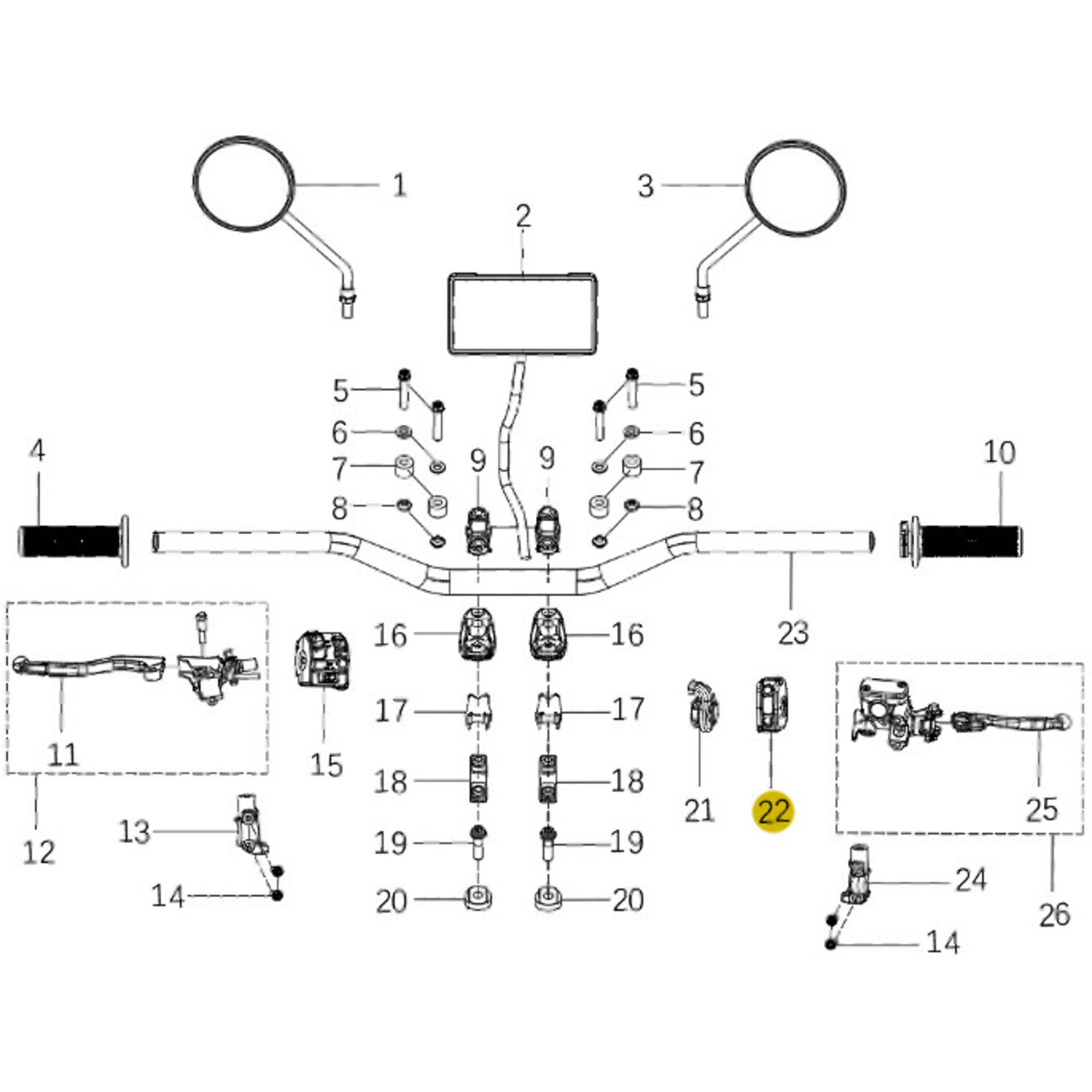 Kove Handlebar and Controls - 450 Rally Standard