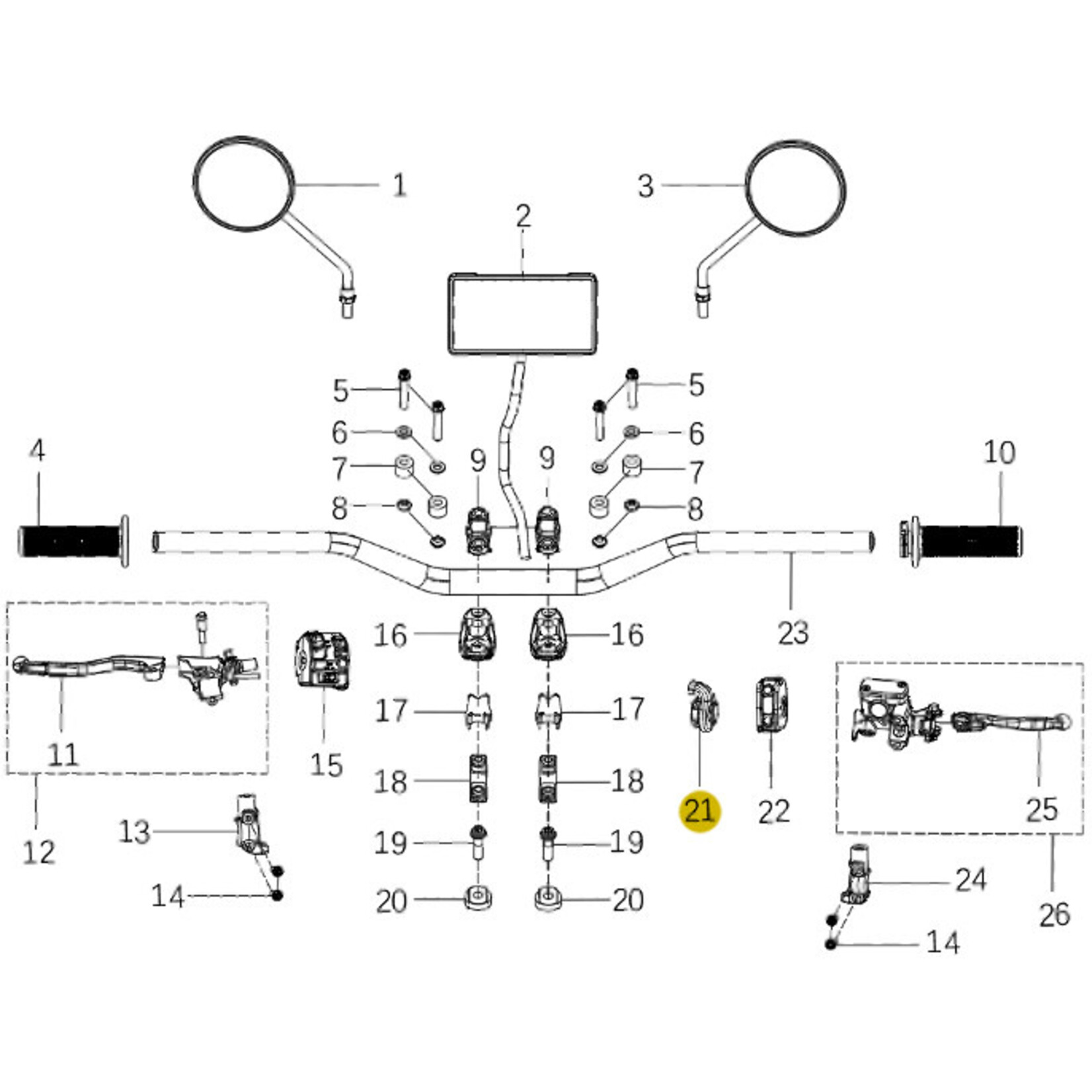 Kove Handlebar and Controls - 450 Rally Standard