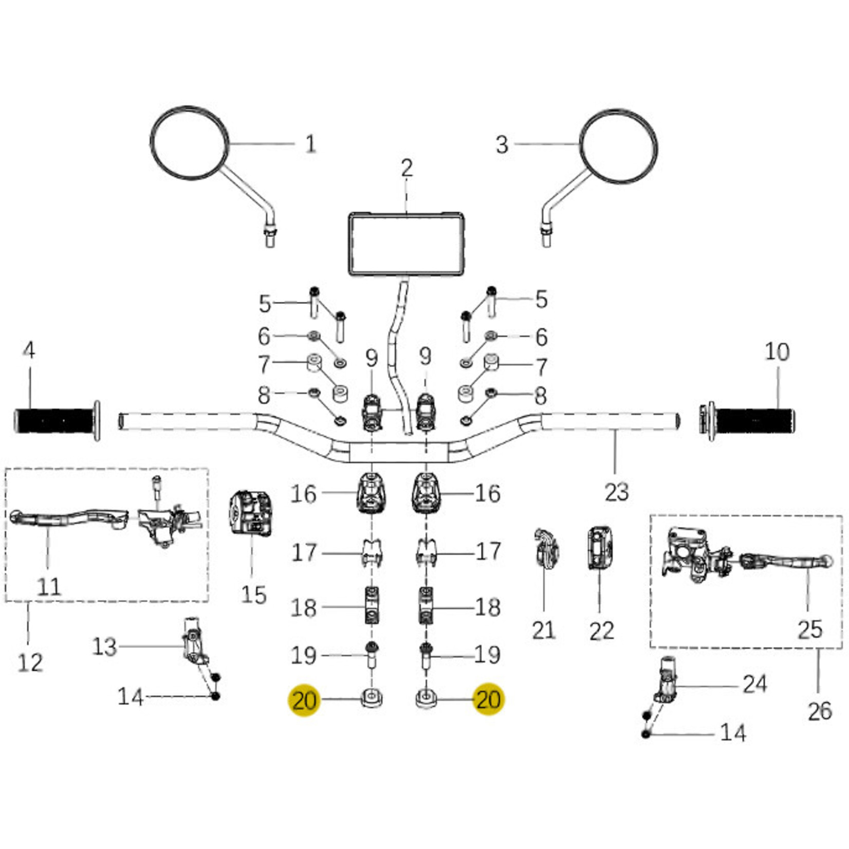 Kove Handlebar and Controls - 450 Rally Standard