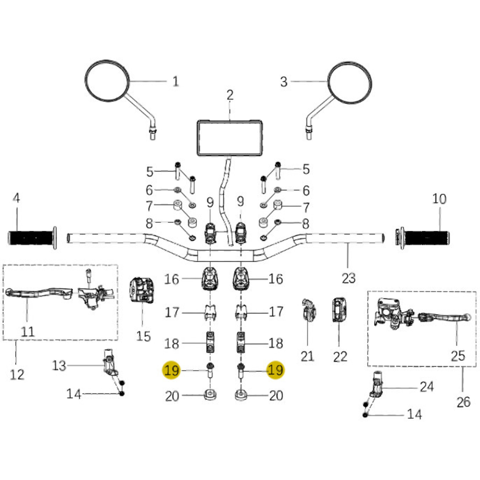 Kove Handlebar and Controls - 450 Rally Standard
