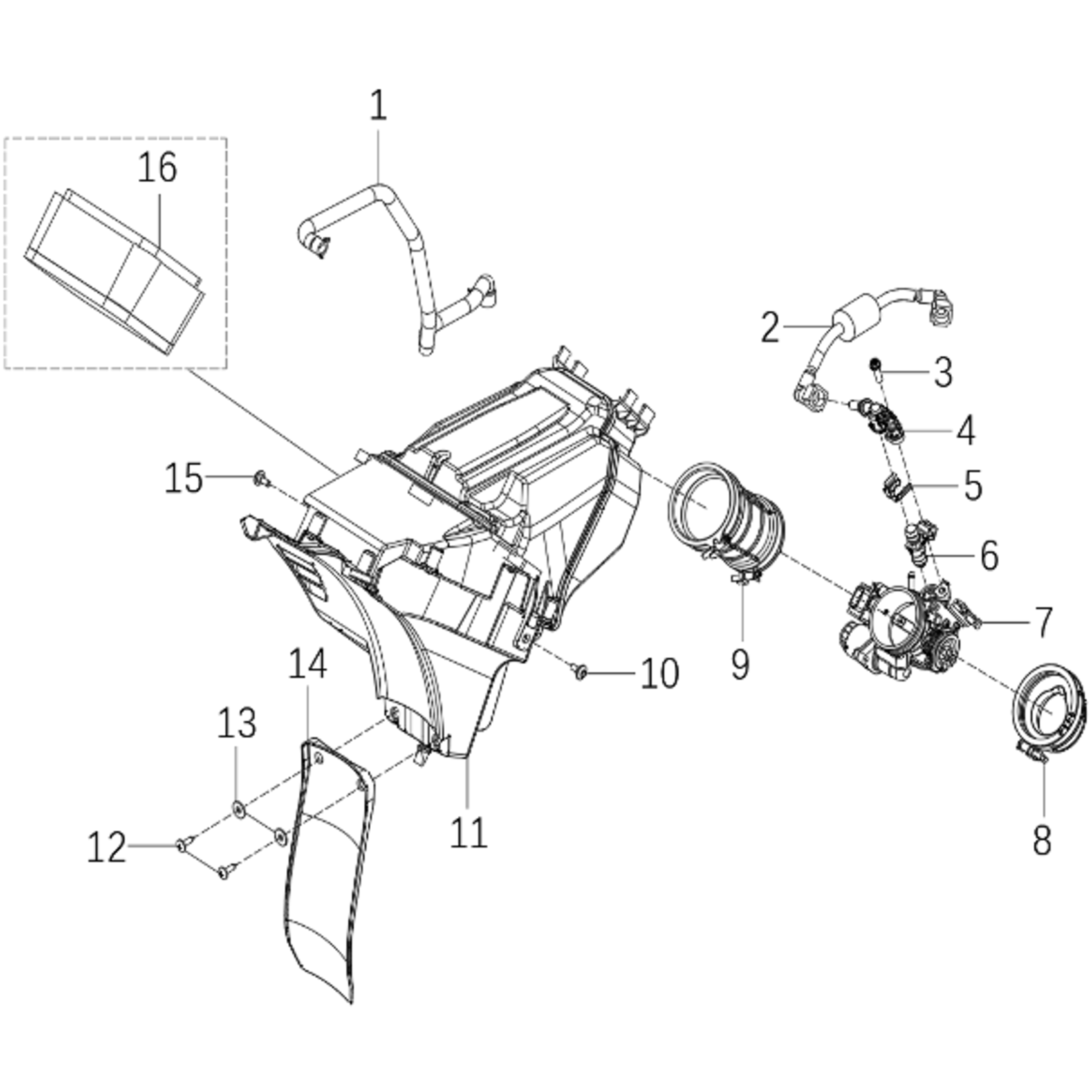 Kove Air Box and Throttle Body - MX250 - Gen1