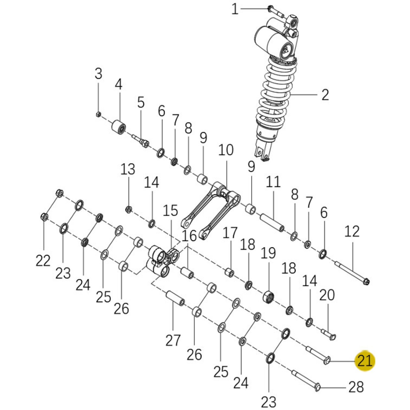 Kove Rear Shock and Linkage - 450 Rally Pro