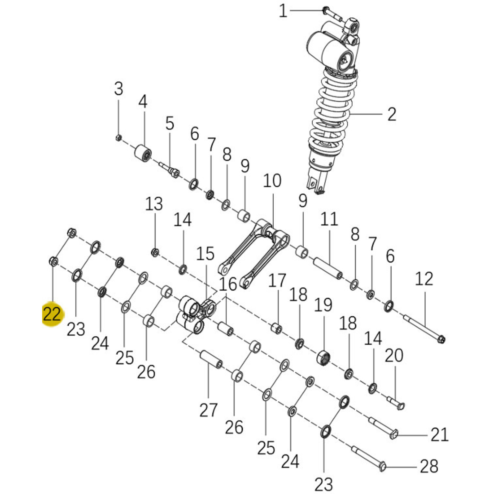 Kove Rear Shock and Linkage - 450 Rally Pro