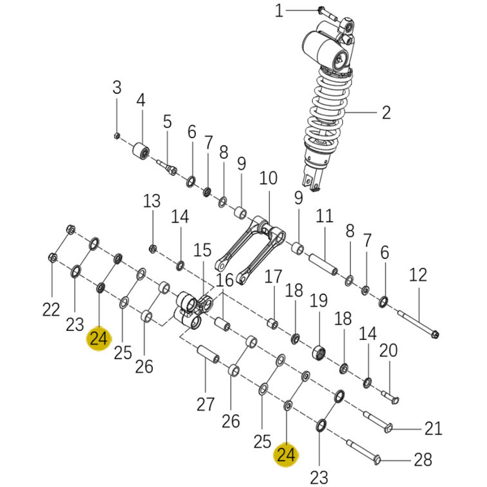 Kove Rear Shock and Linkage - 450 Rally Pro