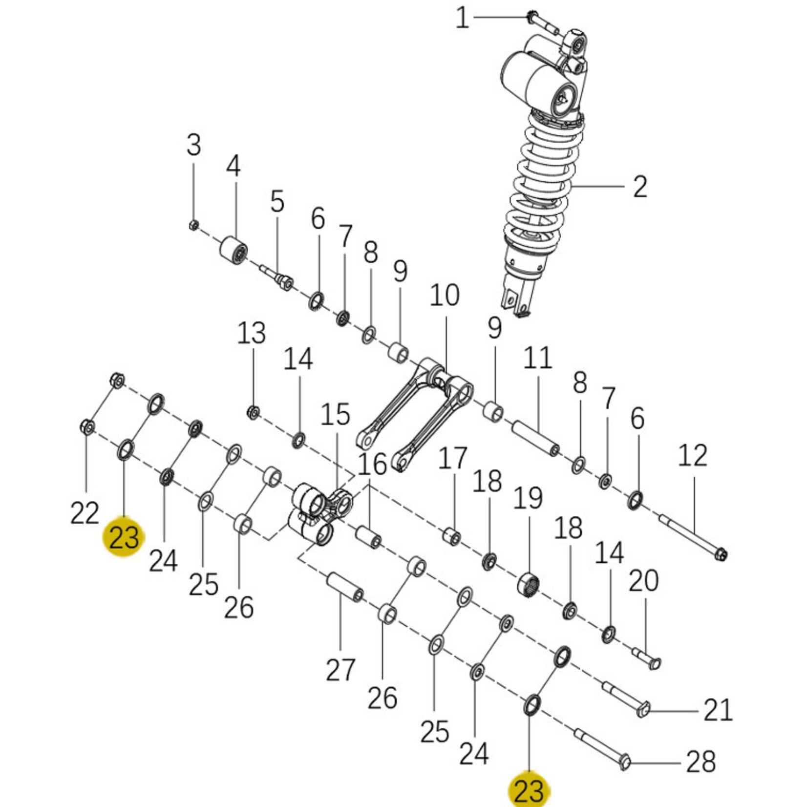Kove Rear Shock and Linkage - 450 Rally Pro