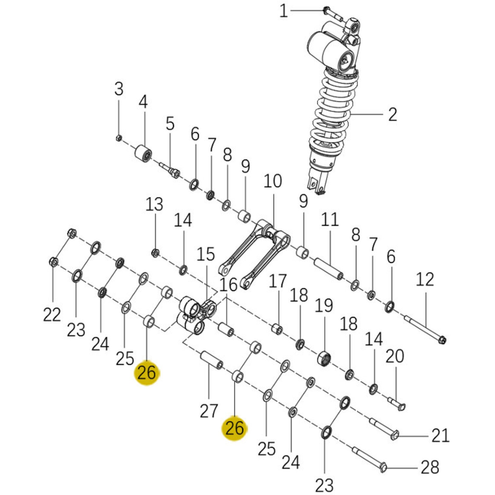 Kove Rear Shock and Linkage - 450 Rally Pro