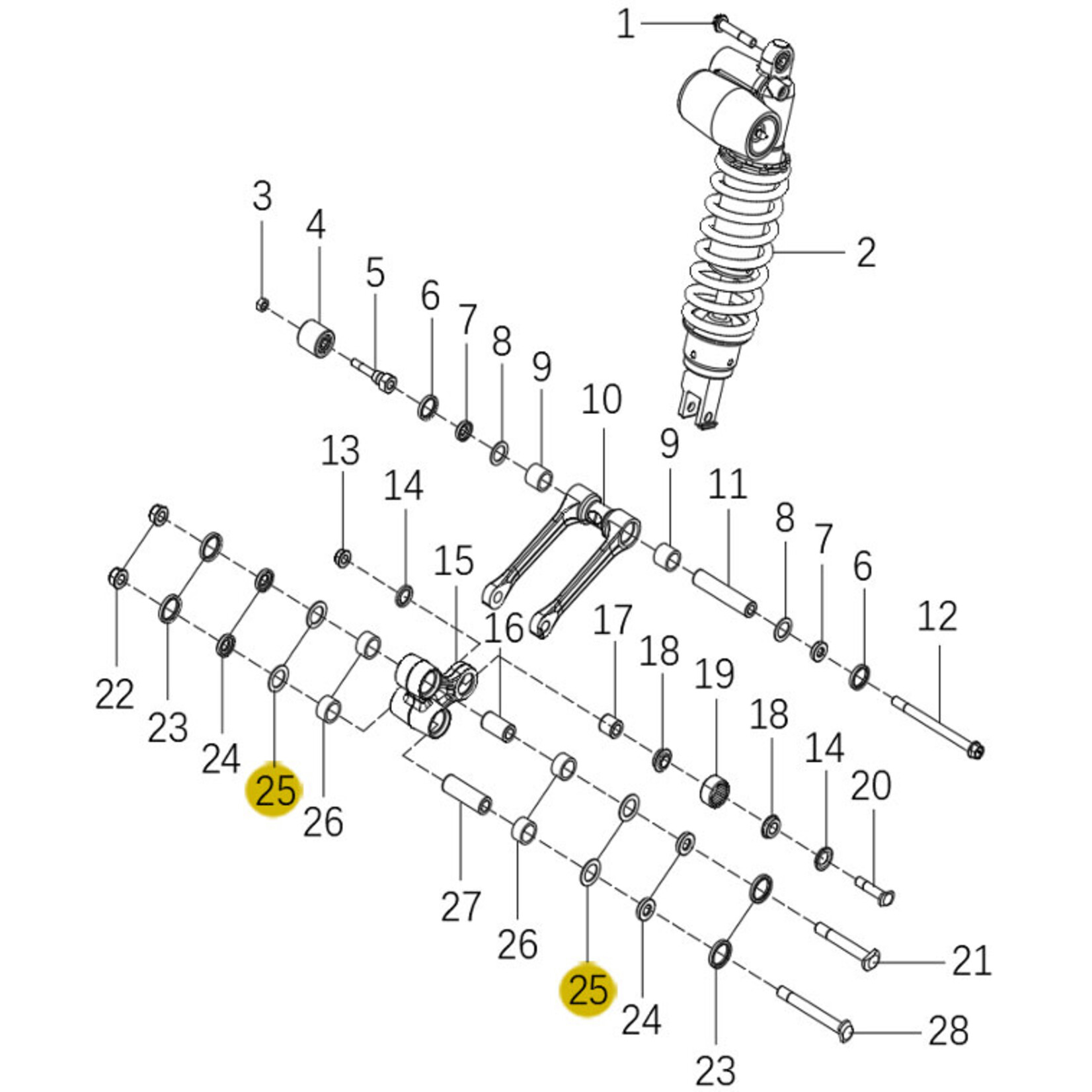 Kove Rear Shock and Linkage - 450 Rally Pro