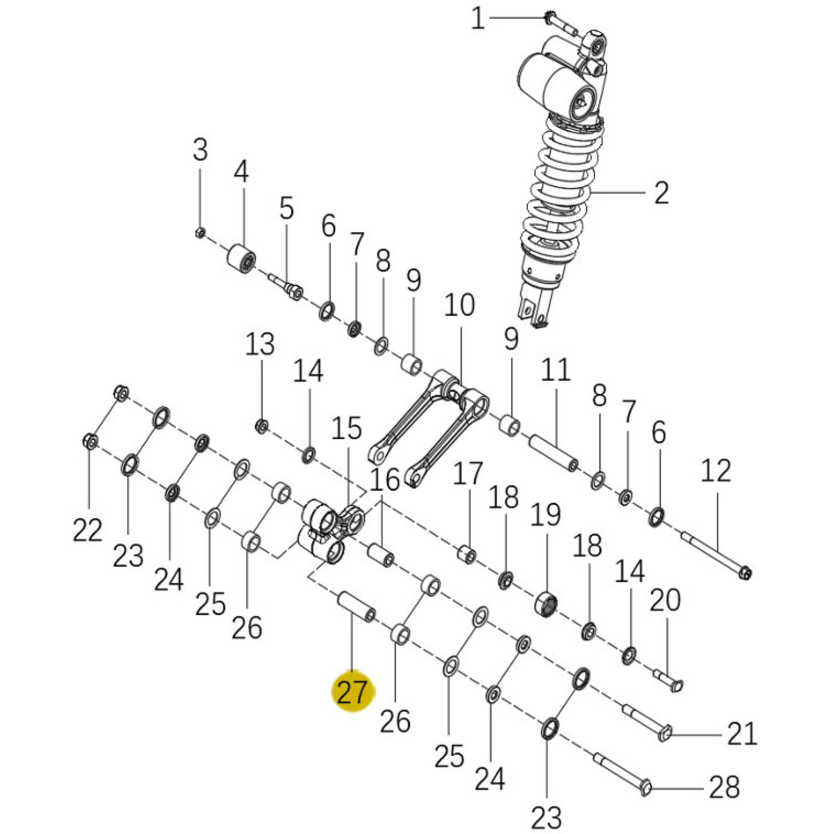 Kove Rear Shock and Linkage - 450 Rally Pro