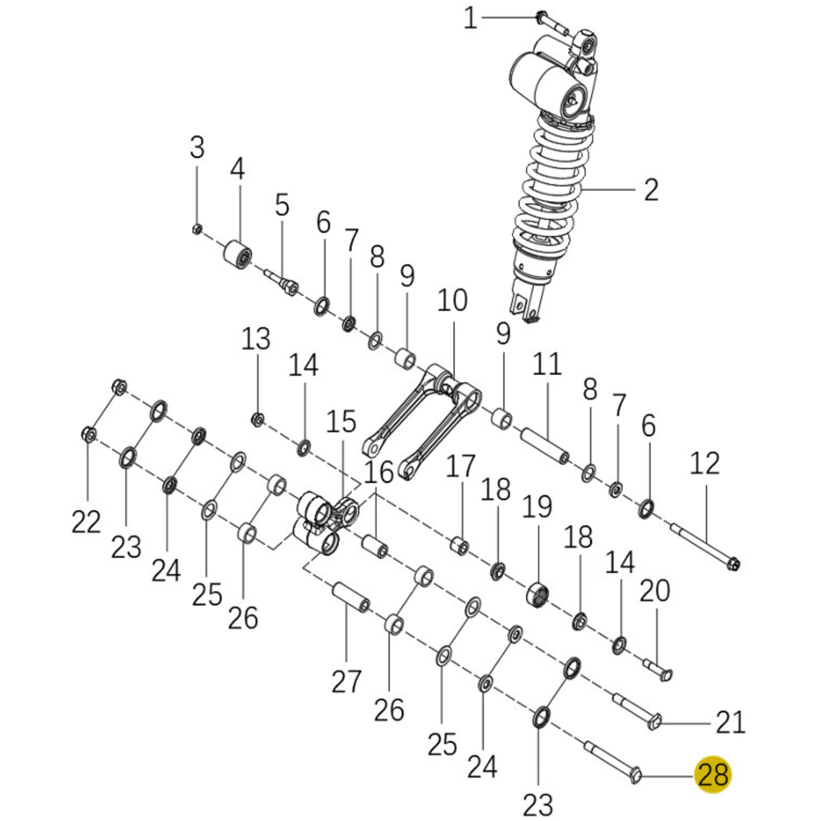 Kove Rear Shock and Linkage - 450 Rally Pro